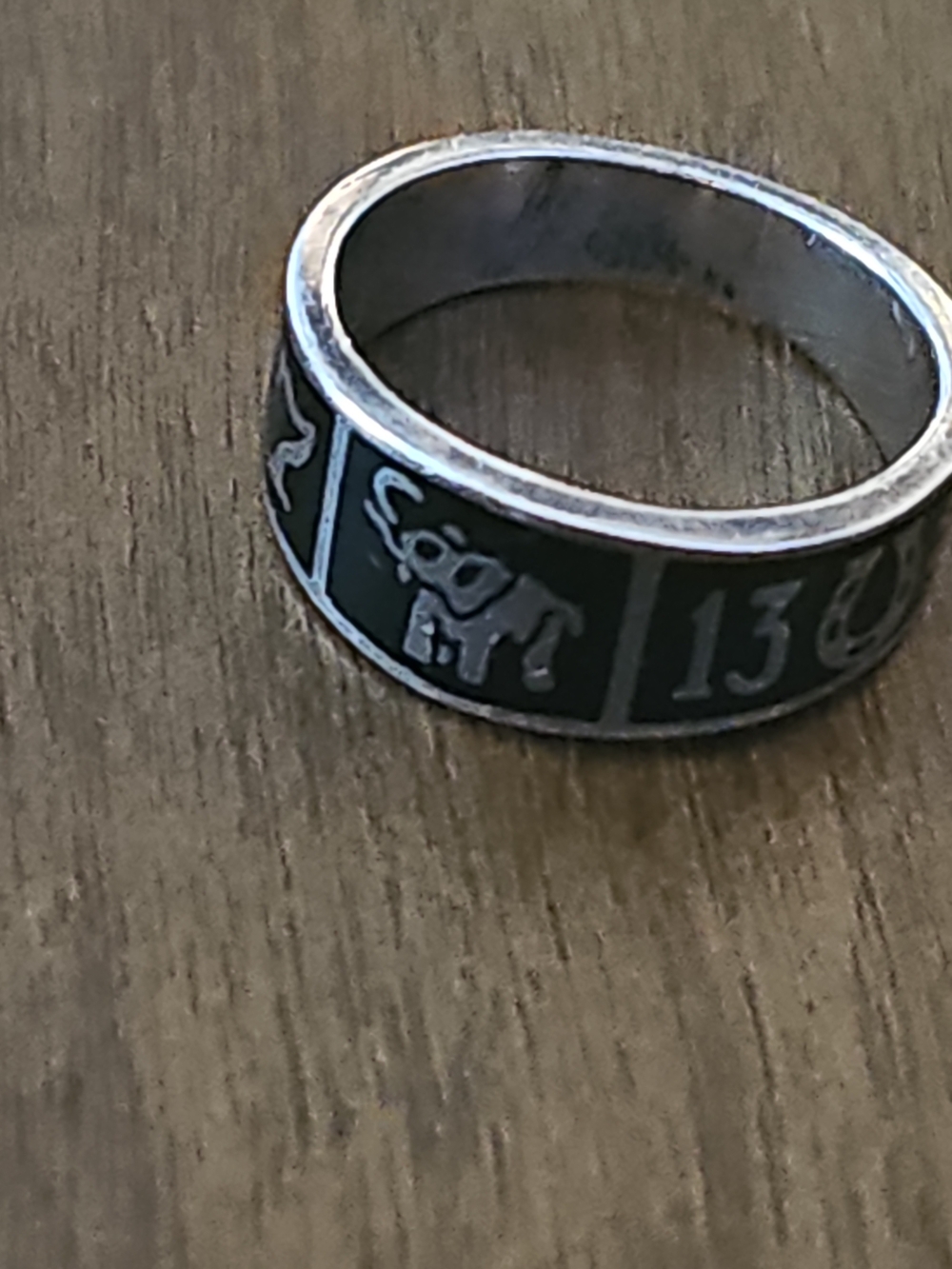 Men's Black Elephant Insignia Stainless Steel Ring